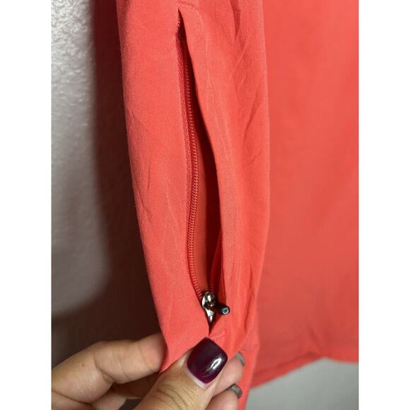 Title Nine Nimblene Shift Coral Orange Quarter Zip Pockets Roll Tab Sleeves Med - Picture 11 of 12